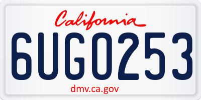 CA license plate 6UGO253
