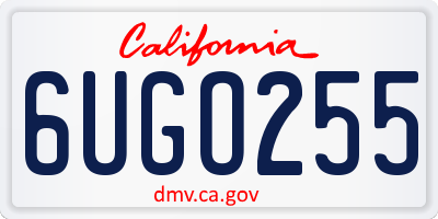 CA license plate 6UGO255