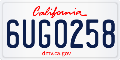 CA license plate 6UGO258
