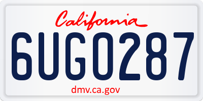 CA license plate 6UGO287