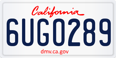 CA license plate 6UGO289