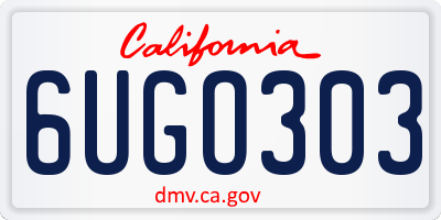 CA license plate 6UGO303