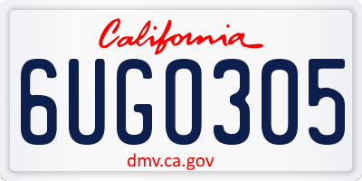CA license plate 6UGO305