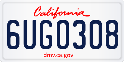CA license plate 6UGO308