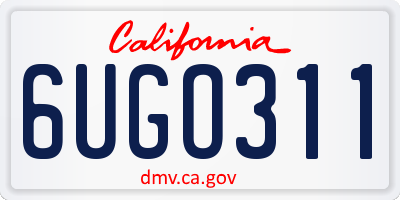CA license plate 6UGO311