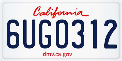 CA license plate 6UGO312