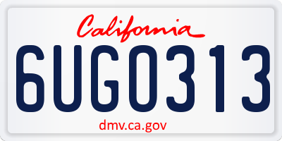 CA license plate 6UGO313
