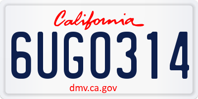 CA license plate 6UGO314