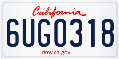 CA license plate 6UGO318