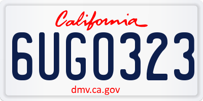 CA license plate 6UGO323