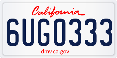 CA license plate 6UGO333