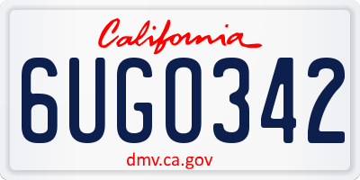 CA license plate 6UGO342
