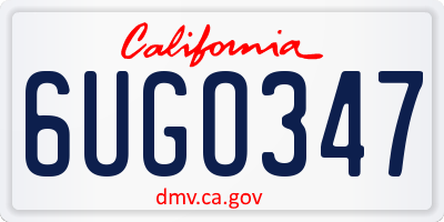 CA license plate 6UGO347
