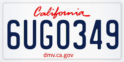 CA license plate 6UGO349