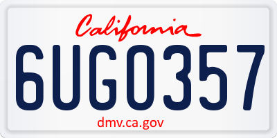 CA license plate 6UGO357