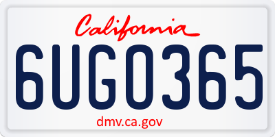 CA license plate 6UGO365