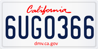 CA license plate 6UGO366