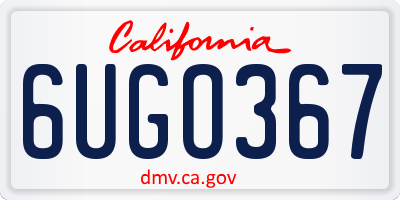 CA license plate 6UGO367