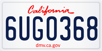 CA license plate 6UGO368