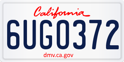 CA license plate 6UGO372