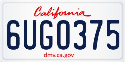 CA license plate 6UGO375