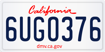 CA license plate 6UGO376