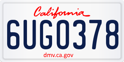 CA license plate 6UGO378