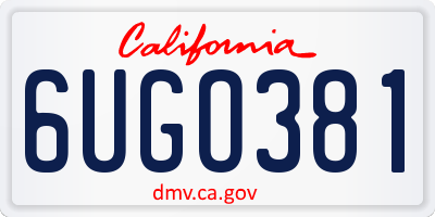 CA license plate 6UGO381