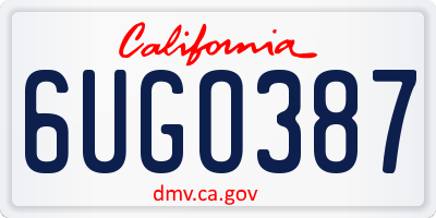 CA license plate 6UGO387