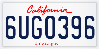 CA license plate 6UGO396