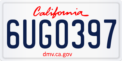 CA license plate 6UGO397