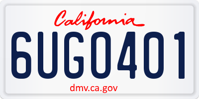 CA license plate 6UGO401