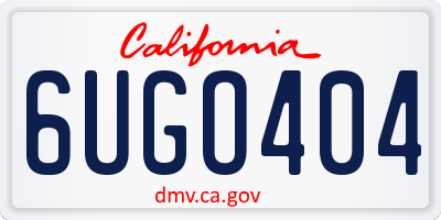 CA license plate 6UGO404