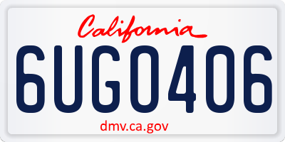 CA license plate 6UGO406
