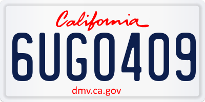 CA license plate 6UGO409