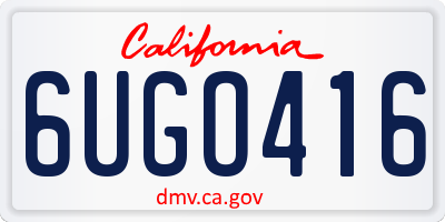 CA license plate 6UGO416