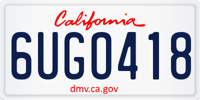 CA license plate 6UGO418