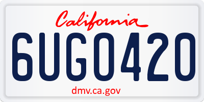 CA license plate 6UGO420