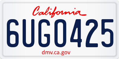 CA license plate 6UGO425