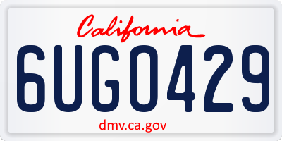 CA license plate 6UGO429