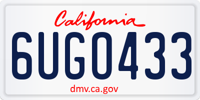 CA license plate 6UGO433