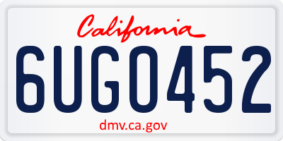 CA license plate 6UGO452