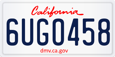 CA license plate 6UGO458