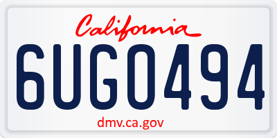 CA license plate 6UGO494