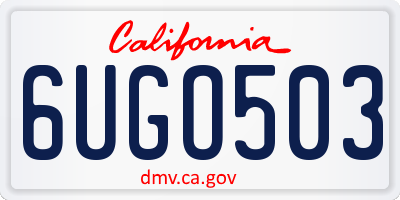 CA license plate 6UGO503