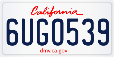 CA license plate 6UGO539