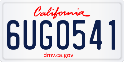 CA license plate 6UGO541