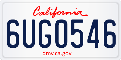 CA license plate 6UGO546