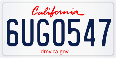 CA license plate 6UGO547