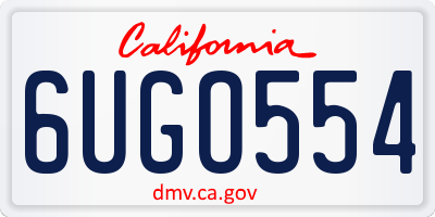 CA license plate 6UGO554